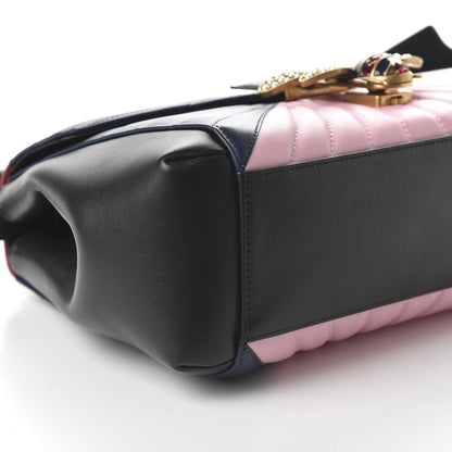 Gucci Calfskin Bamboo Trapuntata Queen Margaret Top Handle Bag Blue Agata Hibiscus Red Mystic White Sugar Pink 6 of 10