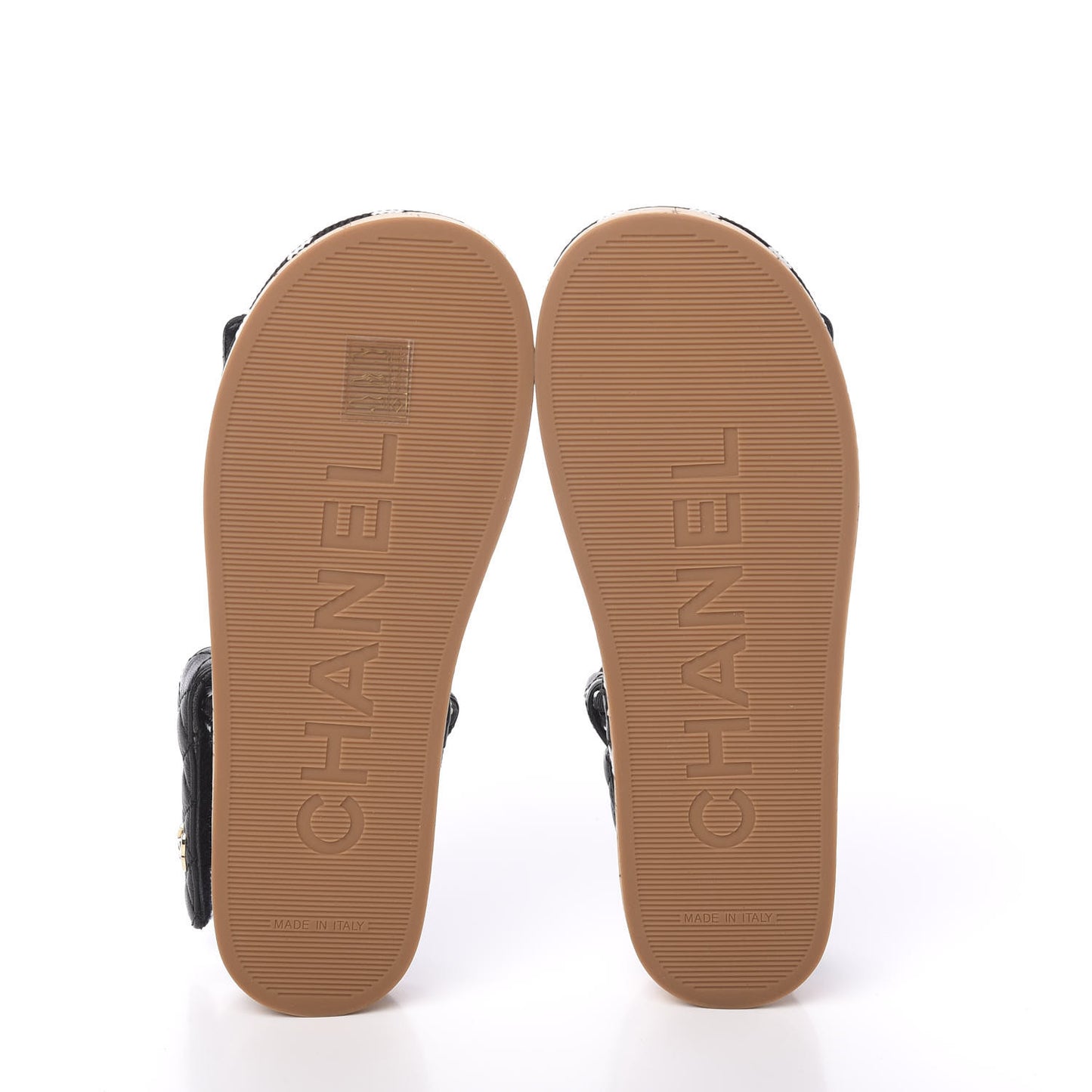 Cord Lambskin Quilted Logo Sandals 37 Black White