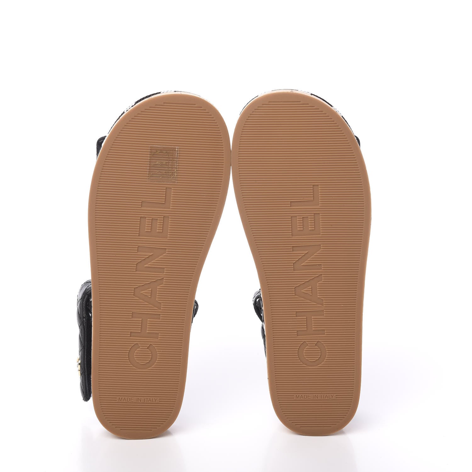Chanel Cord Lambskin Quilted Logo Sandals 37 Black White 5 of 9