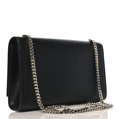 Saint Laurent Grain De Poudre Medium Classic Monogram Kate Satchel Black 3 of 9