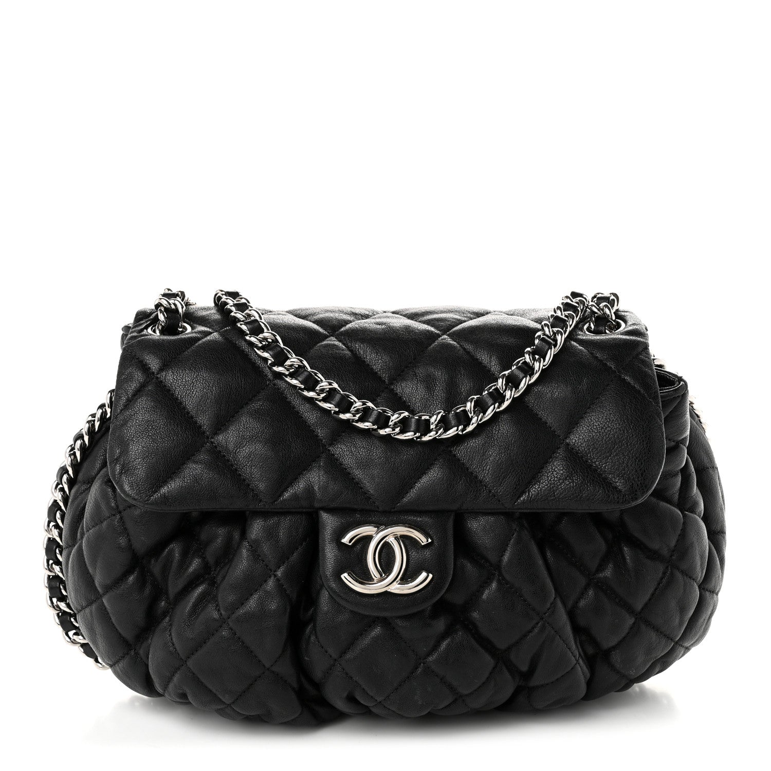 Chanel Washed Lambskin Quilted Large Chain Around Flap Black 1 of 10