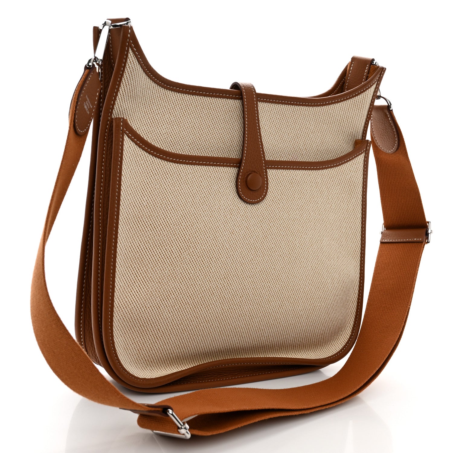 Hermes Toile Taurillon Clemence Evelyne PM Gold Ecru 3 of 10