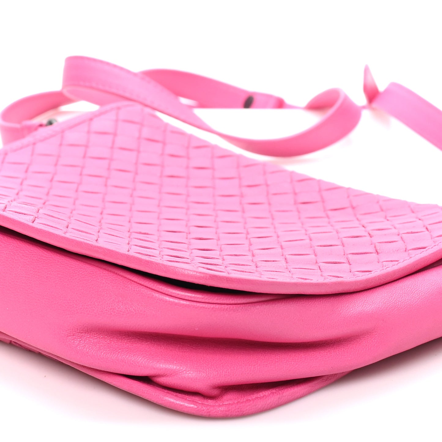 Nappa Intrecciato Crossbody Messenger Flap Fuchsia