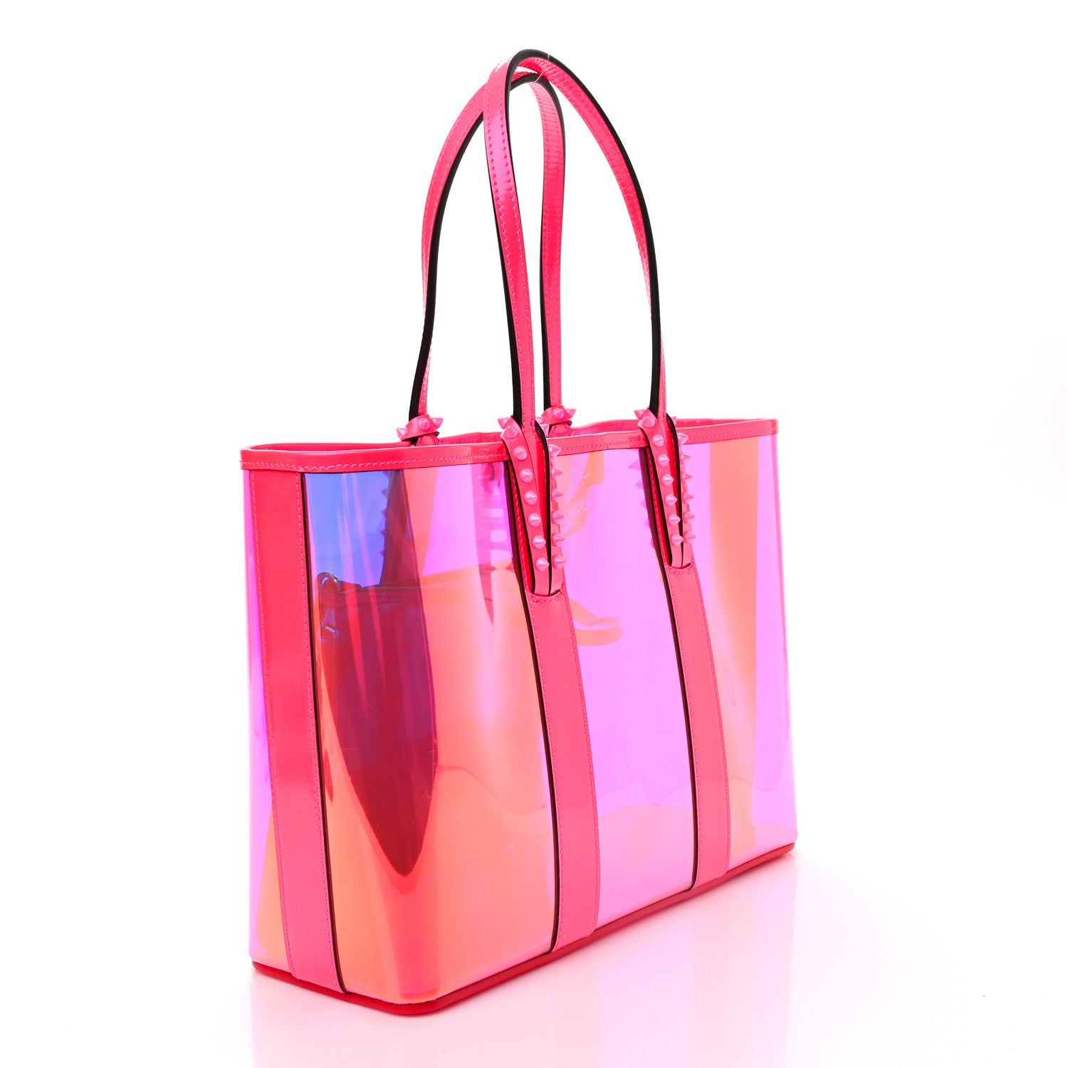Christian Louboutin PVC Spikes East West Cabata Tote Pink 4 of 12