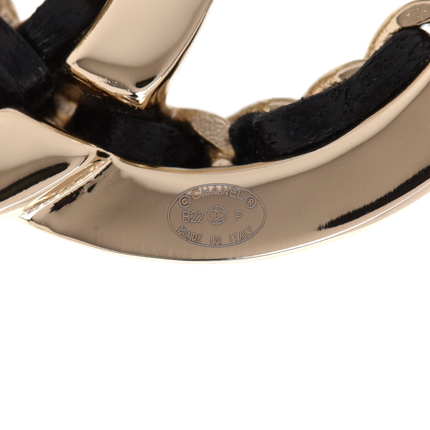 Chanel Lambskin Chain CC Chain Brooch Black Gold 4 of 5