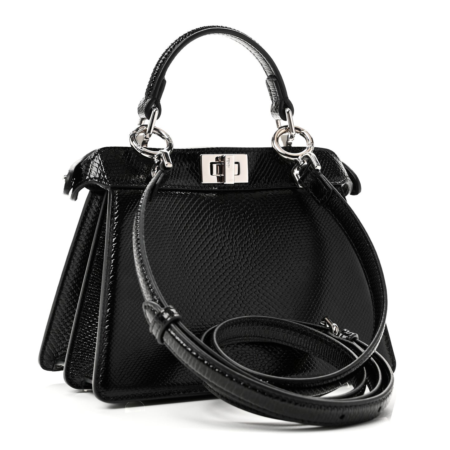 Lizard Petite Peekaboo I SEE U Satchel Black