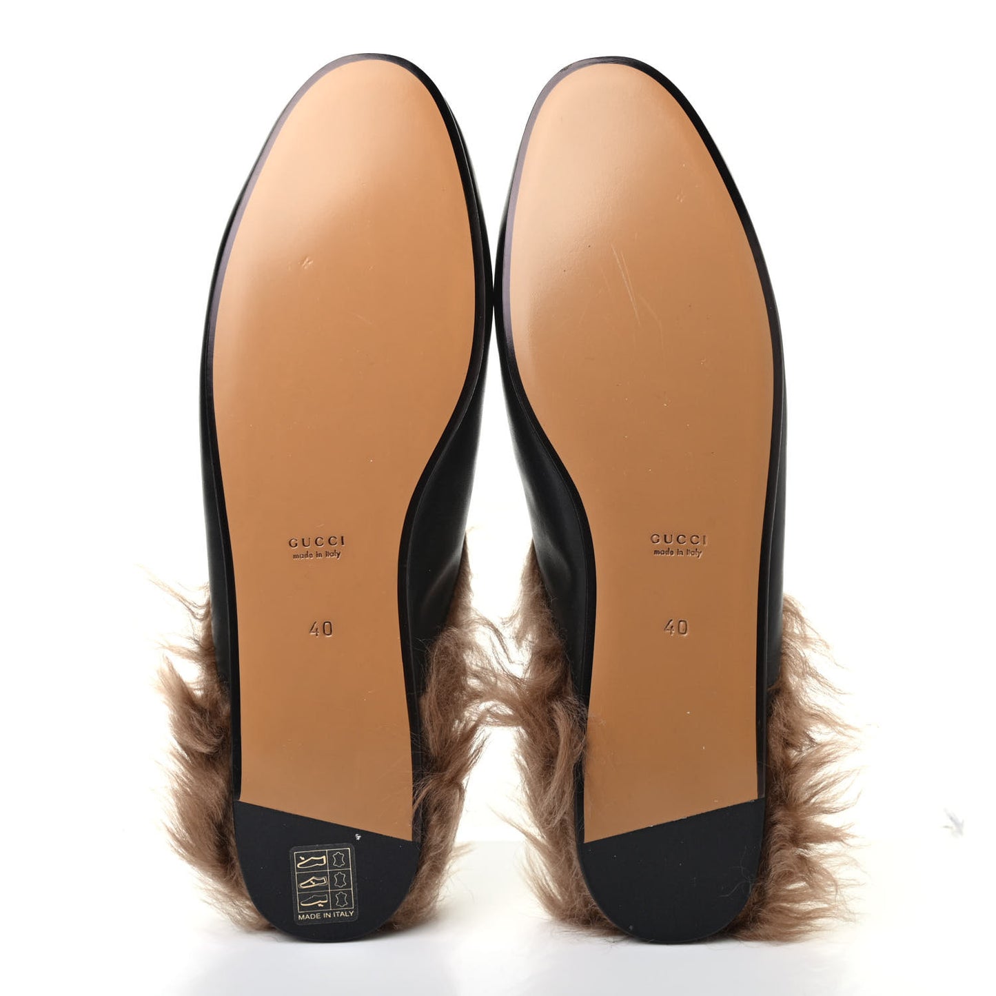 Calfskin Fur Womens Princetown Slippers 40 Black