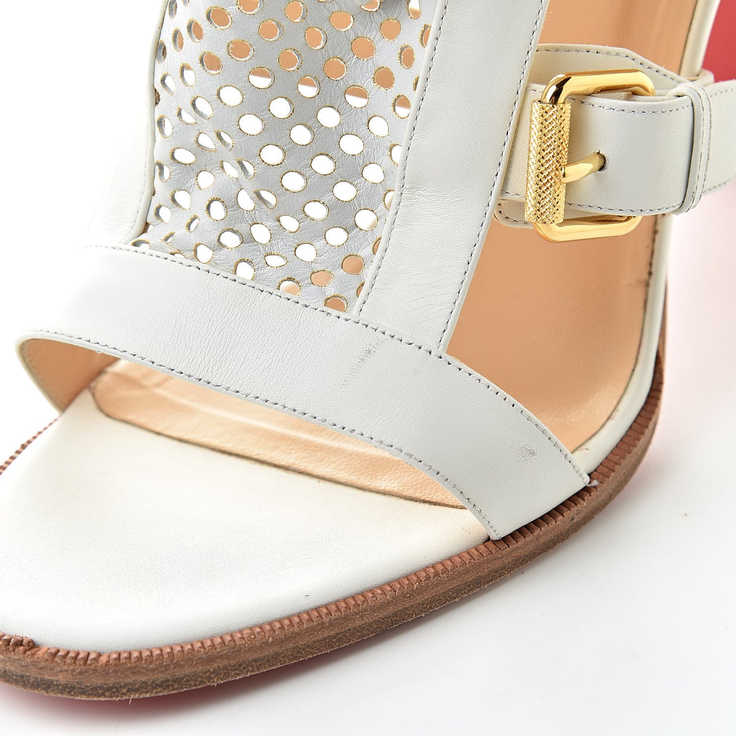 Chalumeau Calfskin Fencing 120 Perforated Sandals 40.5 White