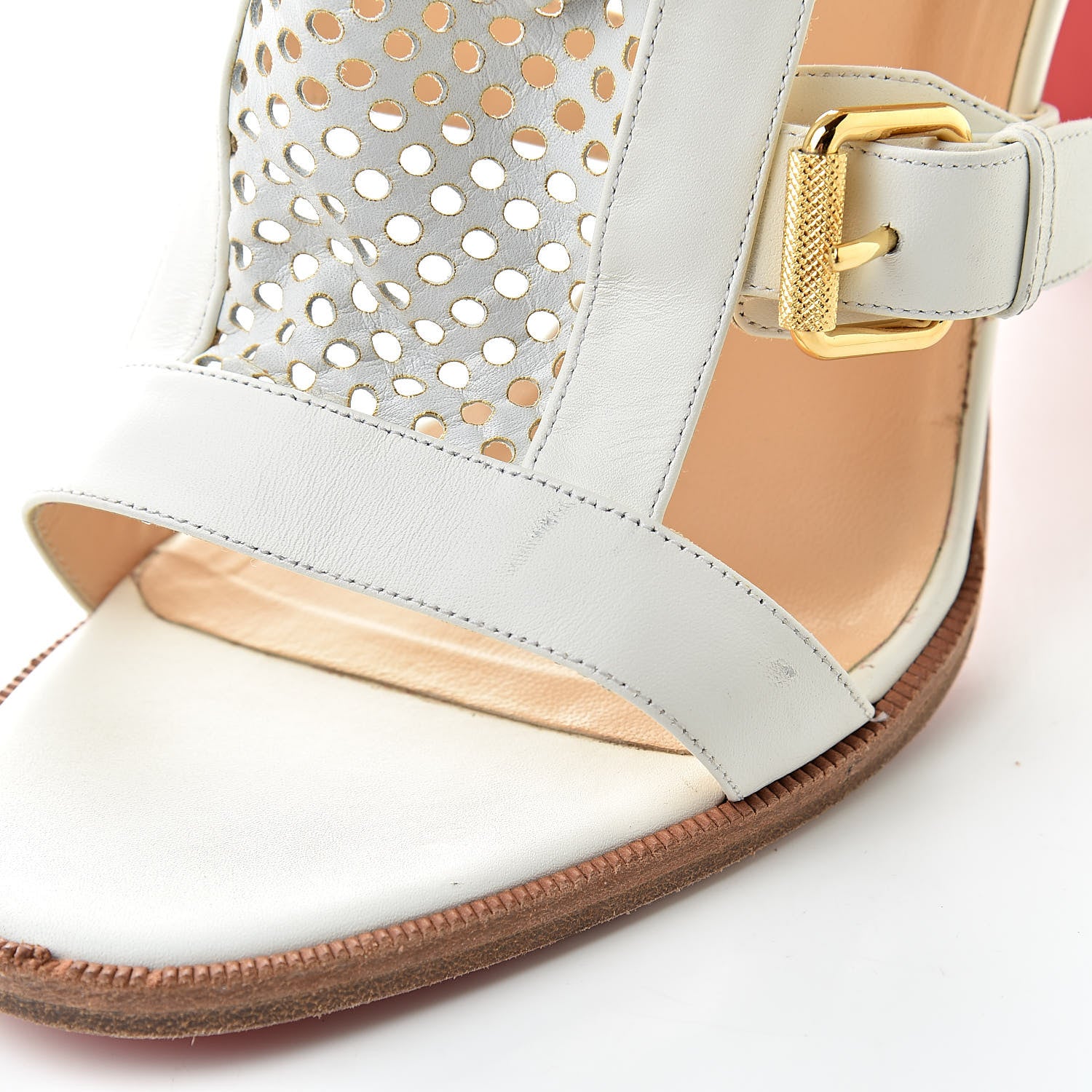 Christian Louboutin Chalumeau Calfskin Fencing 120 Perforated Sandals 40.5 White 11 of 16