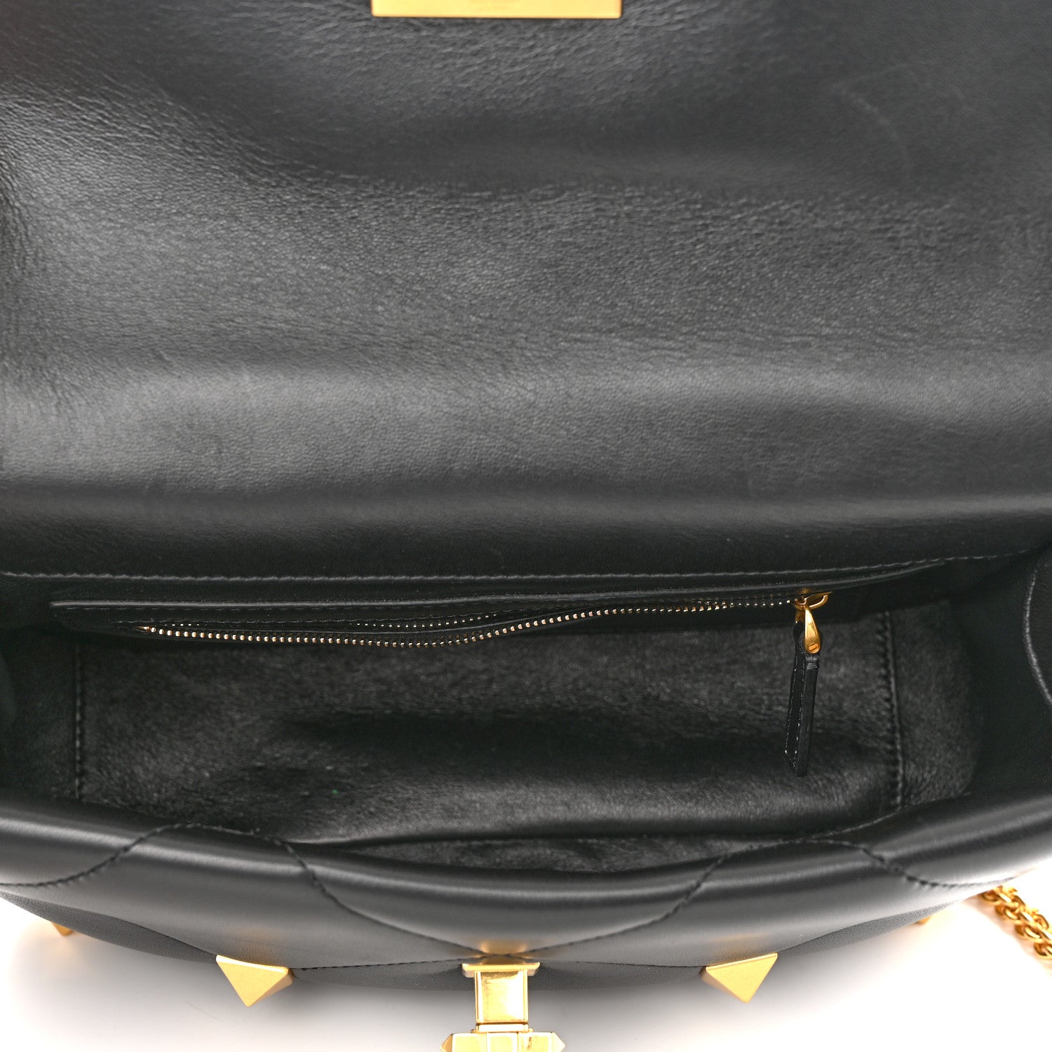 Valentino Garavani Nappa Large Roman Stud Shoulder Bag Black 5 of 9