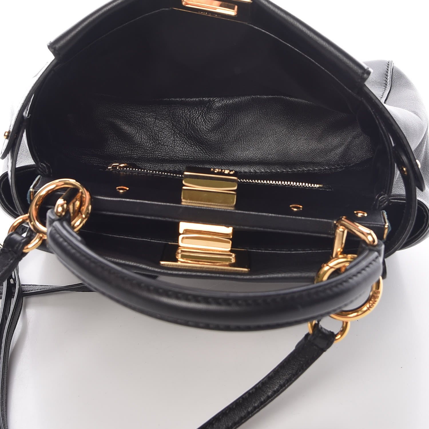 Fendi Nappa Mini Peekaboo Iconic Satchel Black 5 of 11