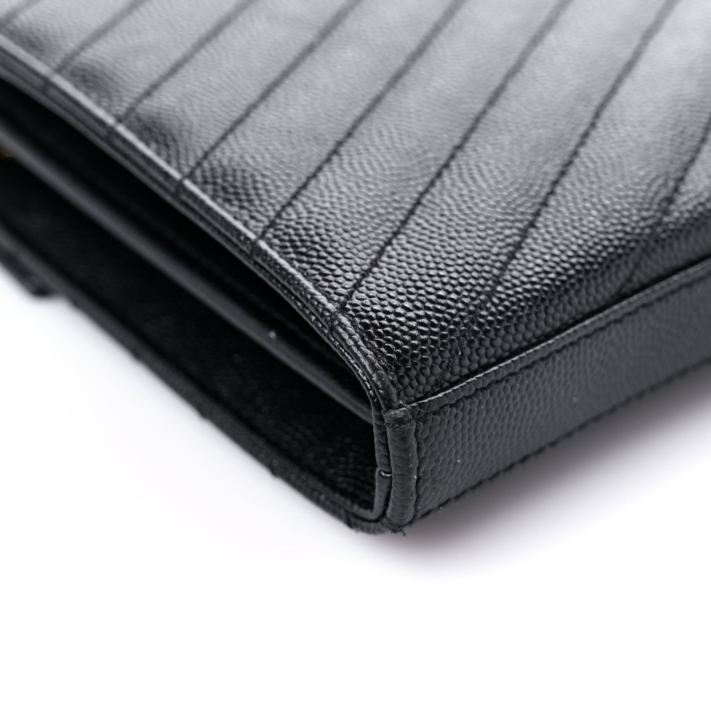 Grain De Poudre Matelasse Chevron Monogram Chain Wallet Black