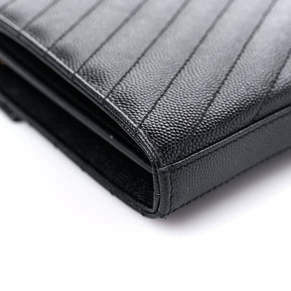 Saint Laurent Grain De Poudre Matelasse Chevron Monogram Chain Wallet Black 9 of 15