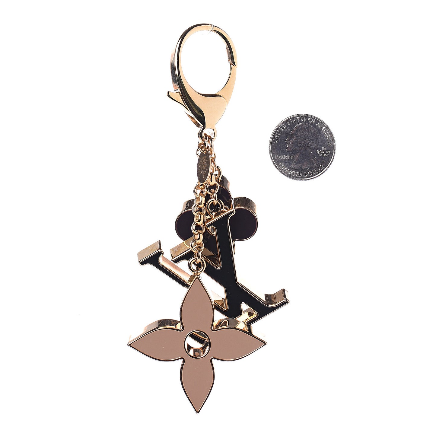 Fleur De Monogram Bag Charm Dore