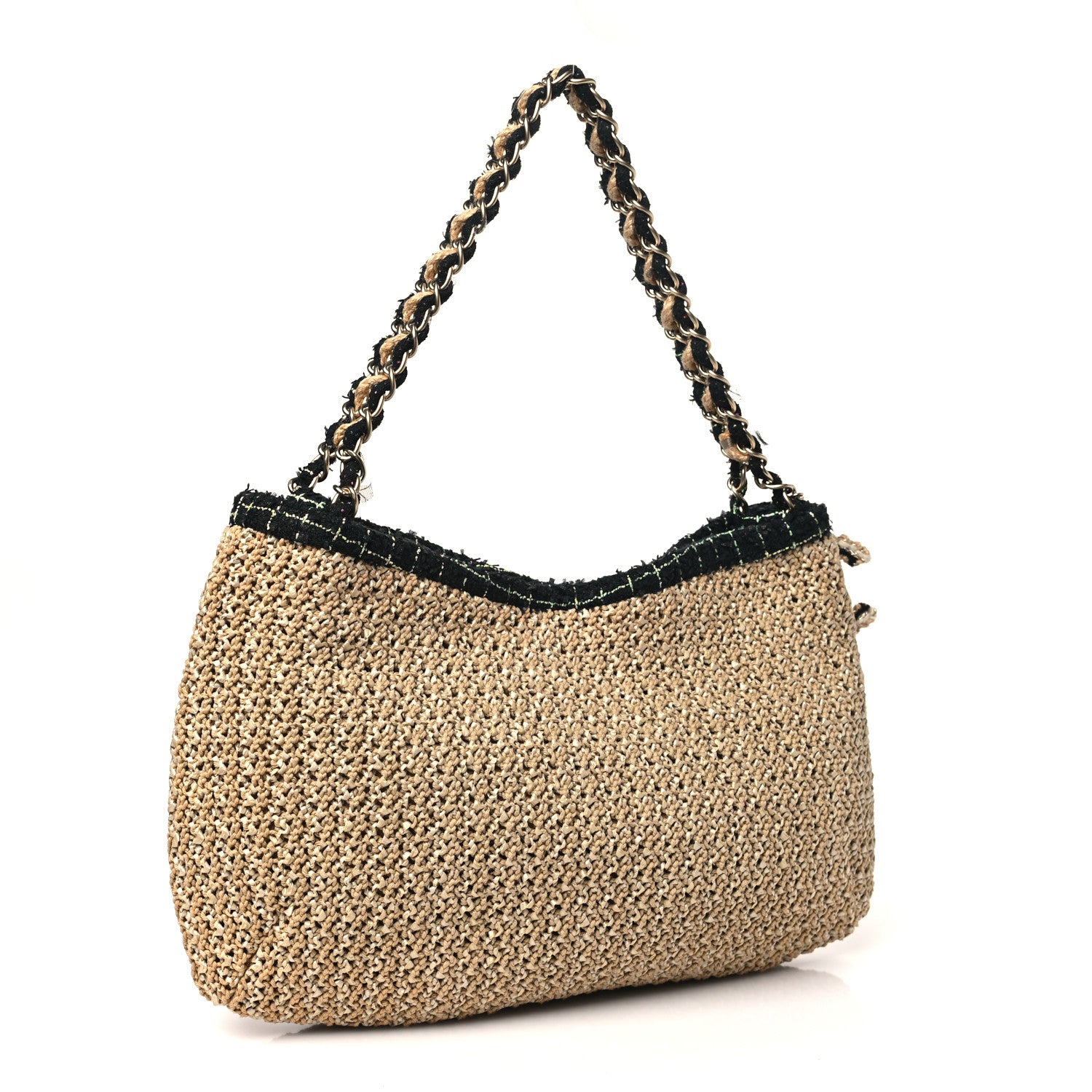 Chanel Tweed Woven Raffia Country Coco Hobo 3 of 10