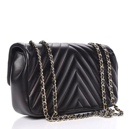 Chanel Calfskin Chevron Medium Single Flap Black 3 of 10