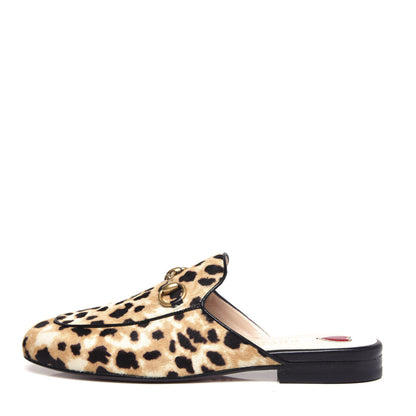Gucci Calf Hair Leopard Print Womens Princetown Slippers 35 Naturale Black 1 of 11