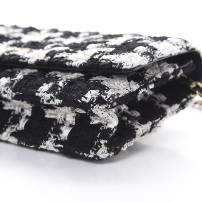 Chanel Tweed Quilted Wallet On Chain WOC Black Ecru White 10 of 12