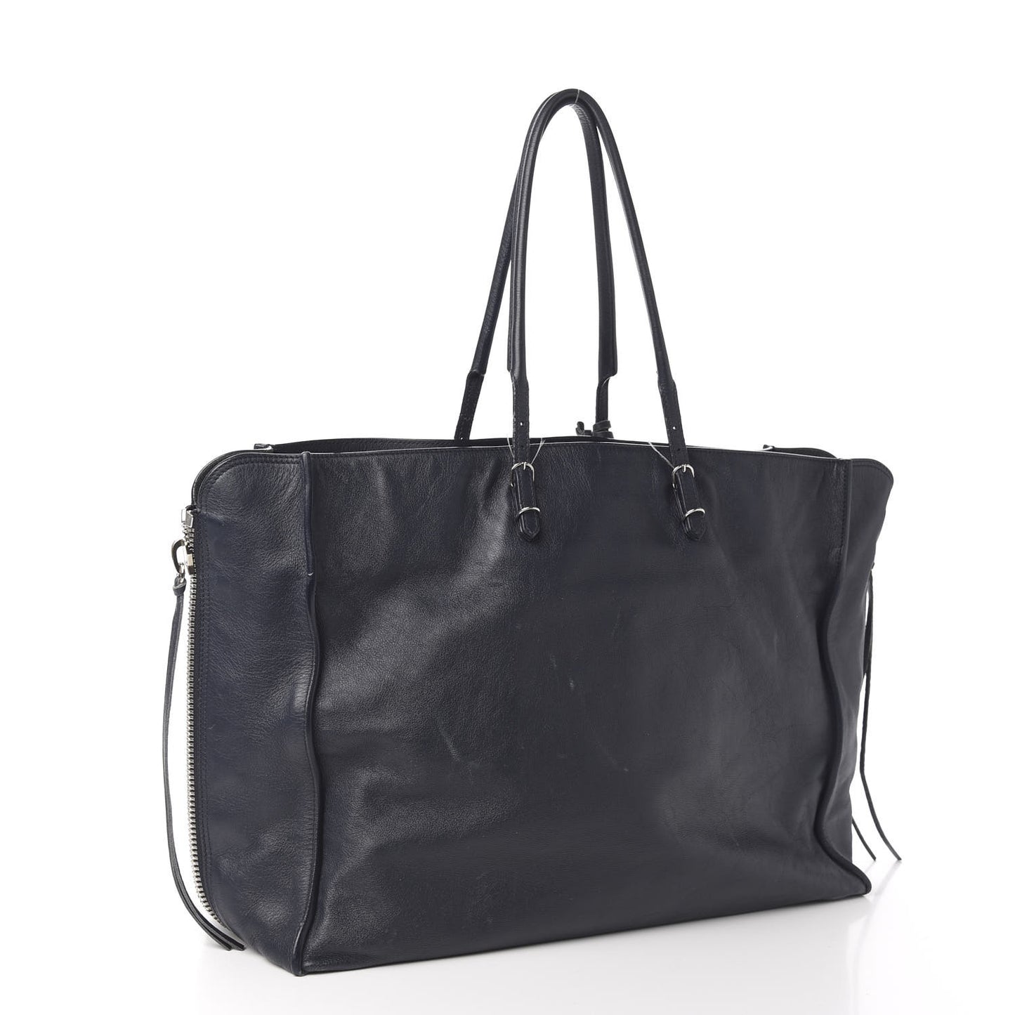 Veau Papier A4 Zip Around Tote Bleu Nuit