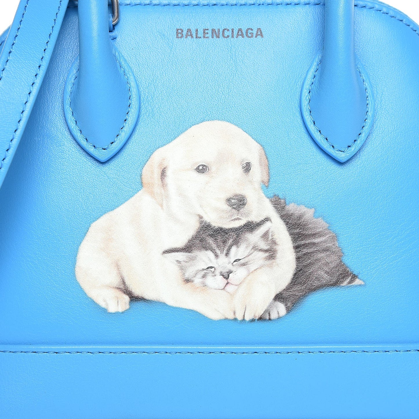 Soft Calfskin Puppy And Kitten XXS Ville Top Handle Bag Bleu Turquoise