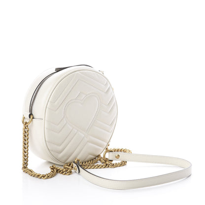 Gucci Calfskin Matelasse Mini GG Marmont Round Shoulder Bag White 2 of 8