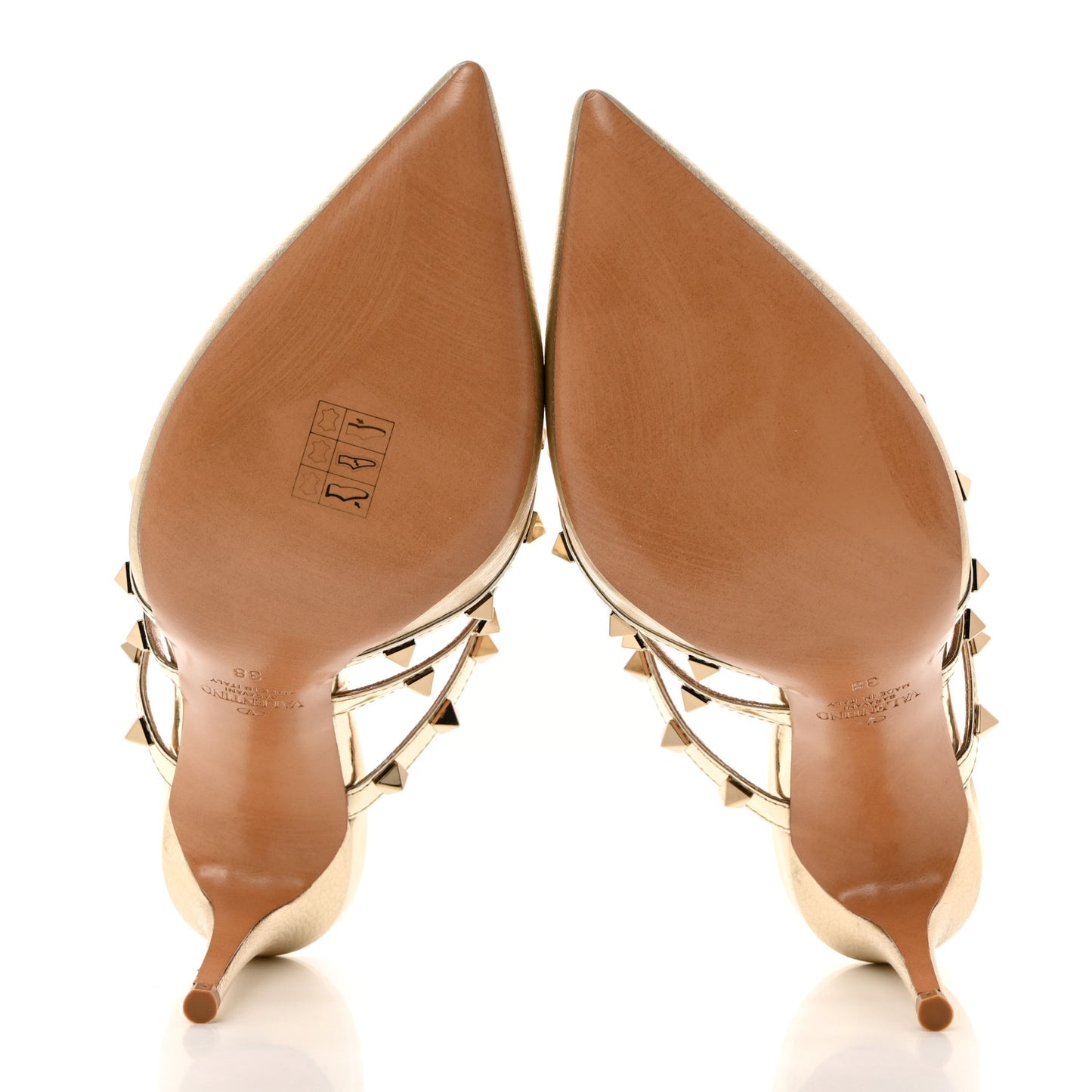 Metallic Pebbled Calfskin Rockstud 90mm Cage Mules 38 Platino