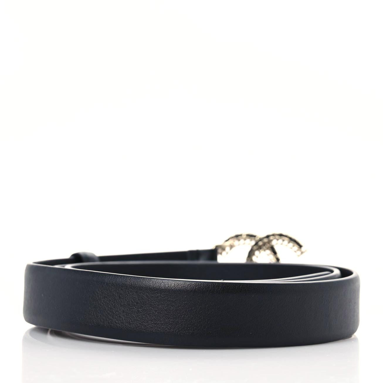 Chanel Calfskin Lambskin CC Chain Belt 95 38 Black Gold 2 of 8