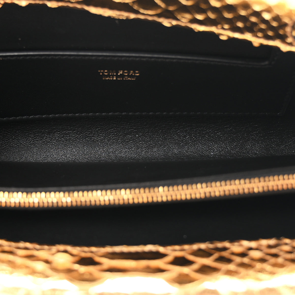 Tom Ford Metallic Snakeskin Bar Clutch Bag Gold 5 of 8