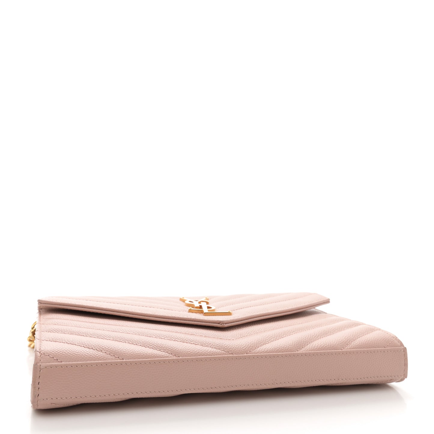 Grain De Poudre Matelasse Chevron Monogram Chain Wallet Pale Blush