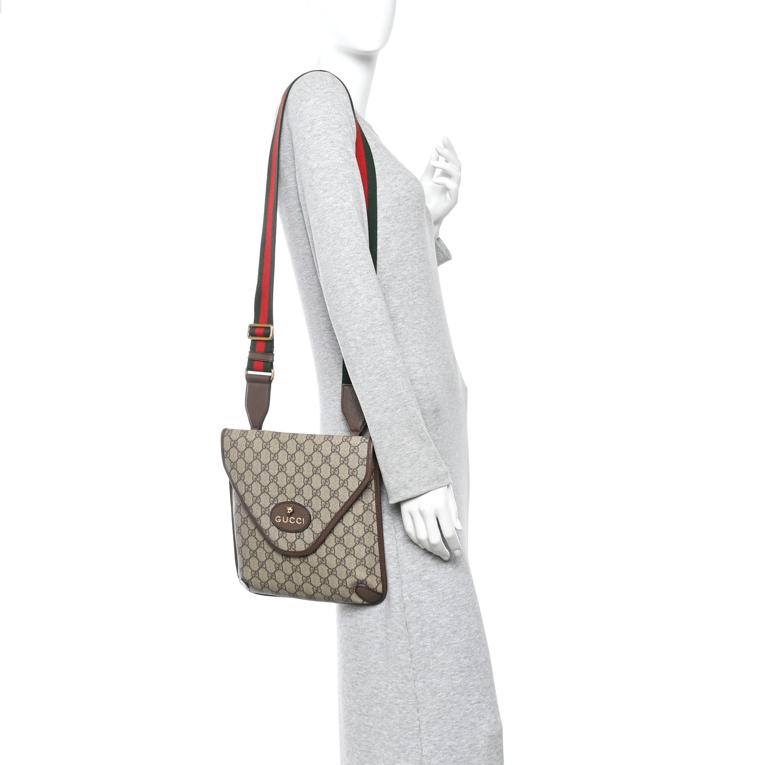 Gucci GG Supreme Monogram Web Medium Neo Vintage Flap Messenger Bag Beige New Acero 2 of 10