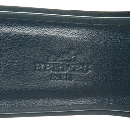 Hermes Box Calfskin Oran Sandals 37.5 Bleu Ardoise Bordeaux 7 of 7