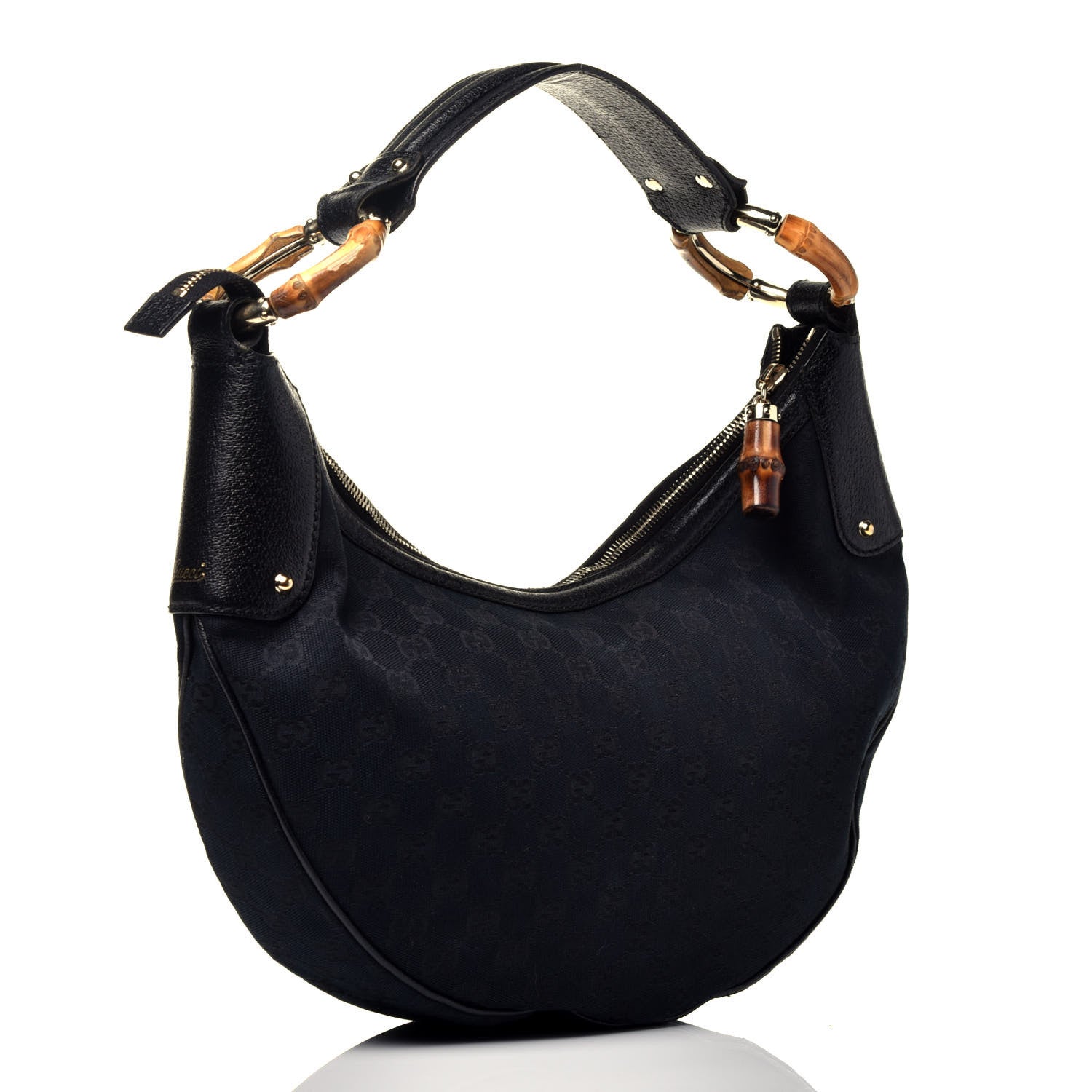 Gucci Monogram Bamboo Ring Hobo Black 3 of 10