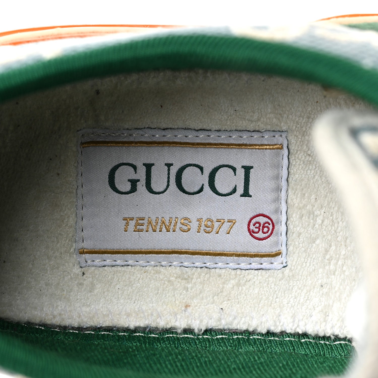 Gucci Cotton GG Monogram Web Womens 1977 Tennis Sneakers 36 Philod Ivory Mystic White 7 of 8