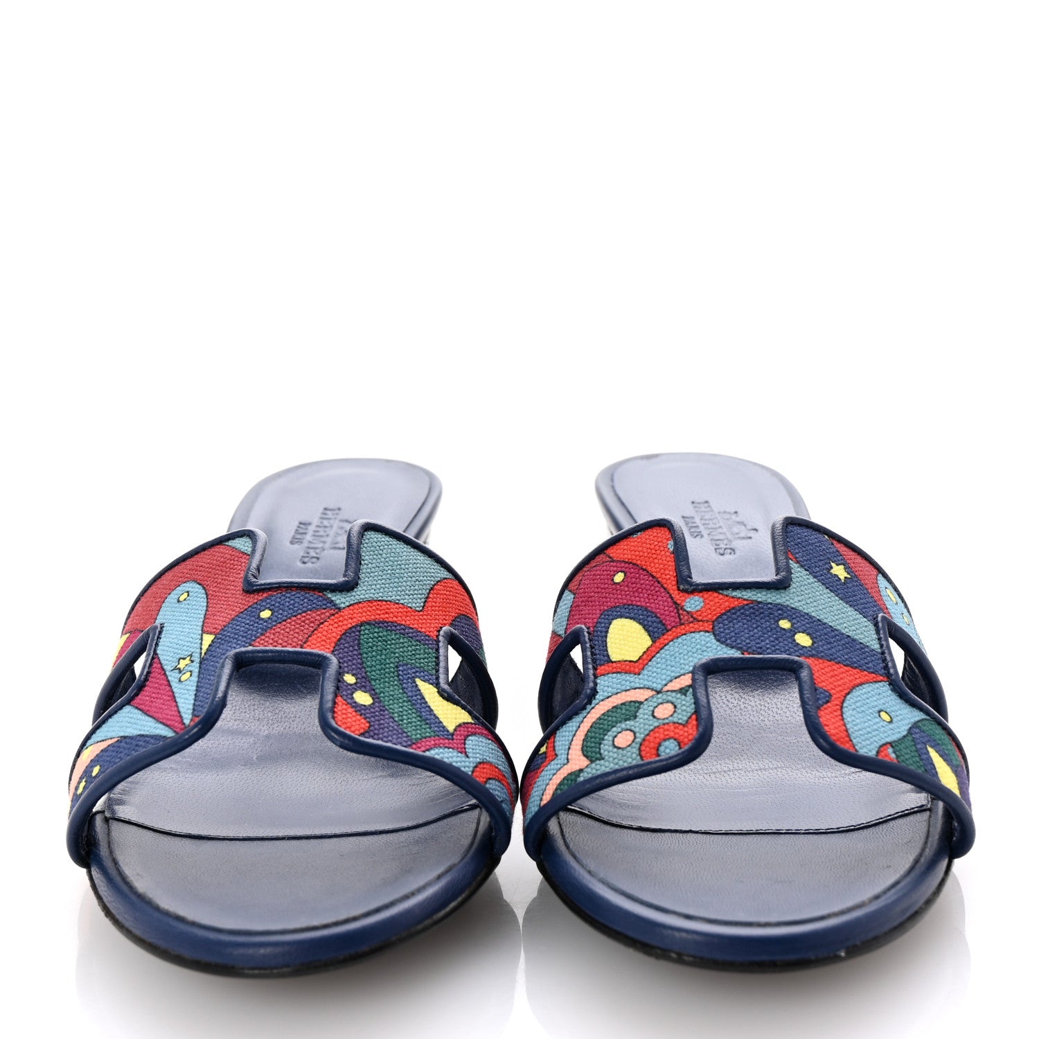 Hermes Canvas Faubourg Rainbow Oasis Sandals 35 Multicolore Bleu Maritime 3 of 10