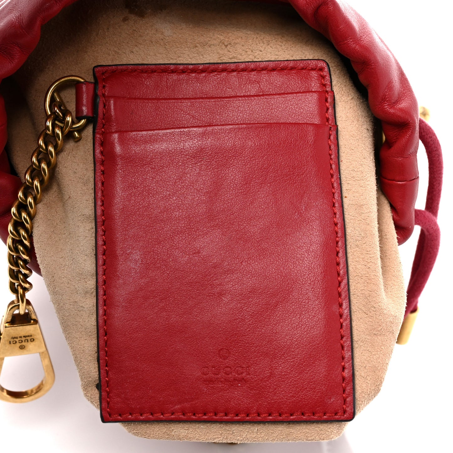 Calfskin Matelasse Mini GG Marmont 2.0 Bucket Bag Hibiscus Red