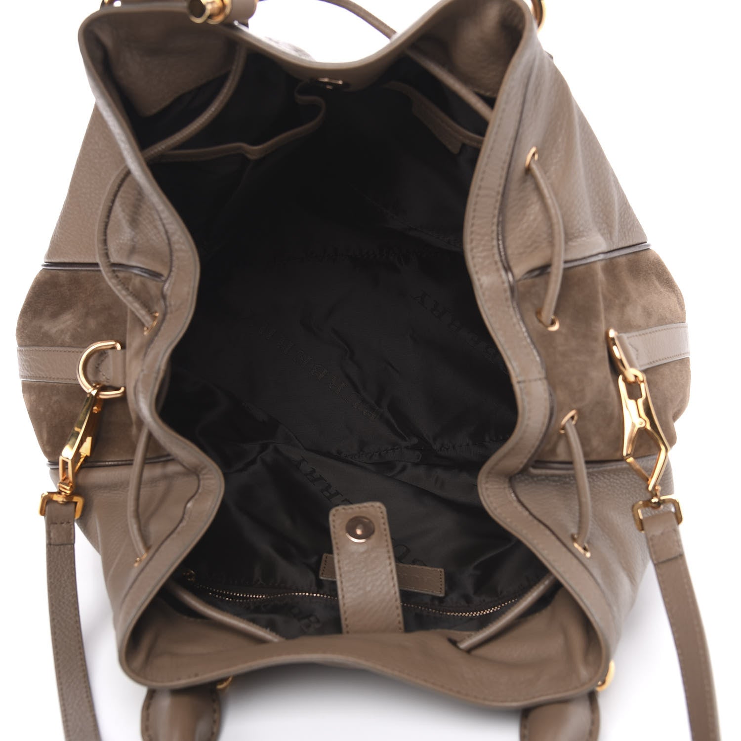 Burberry Calfskin Suede Earlsburn Mixed Media Tote Mole Grey 6 of 11