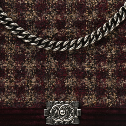 Chanel Velvet Tweed Large Boy Flap Burgundy 8 of 12