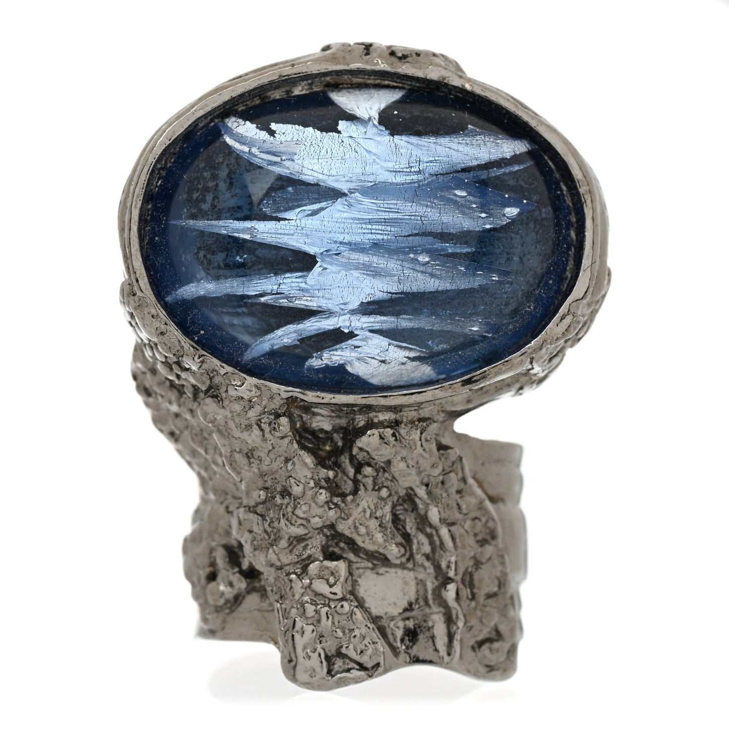 Glass Cabochon Arty Ovale Ring 52 6 Silver Oceano