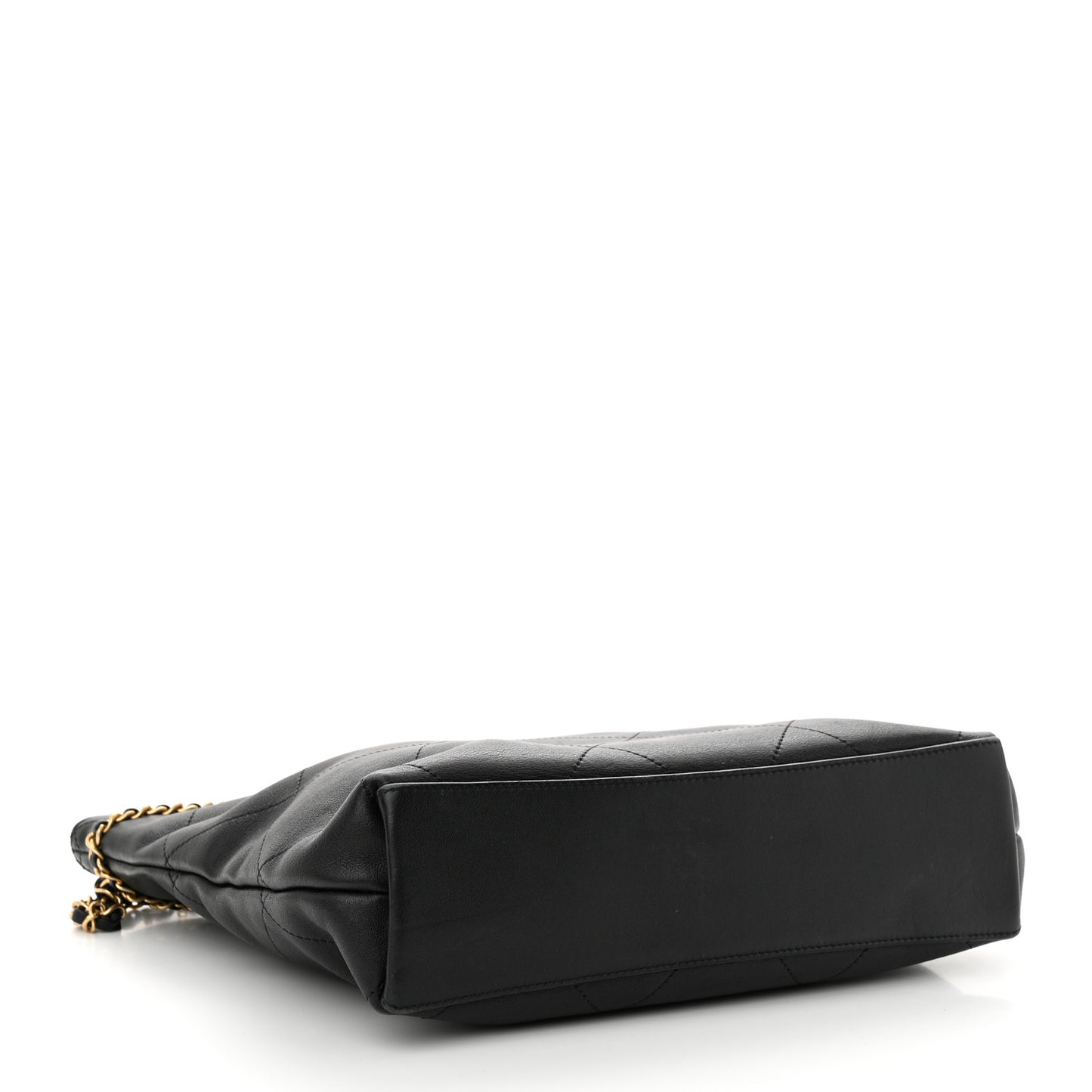 Calfskin Stitched Small Shopping Tote Black