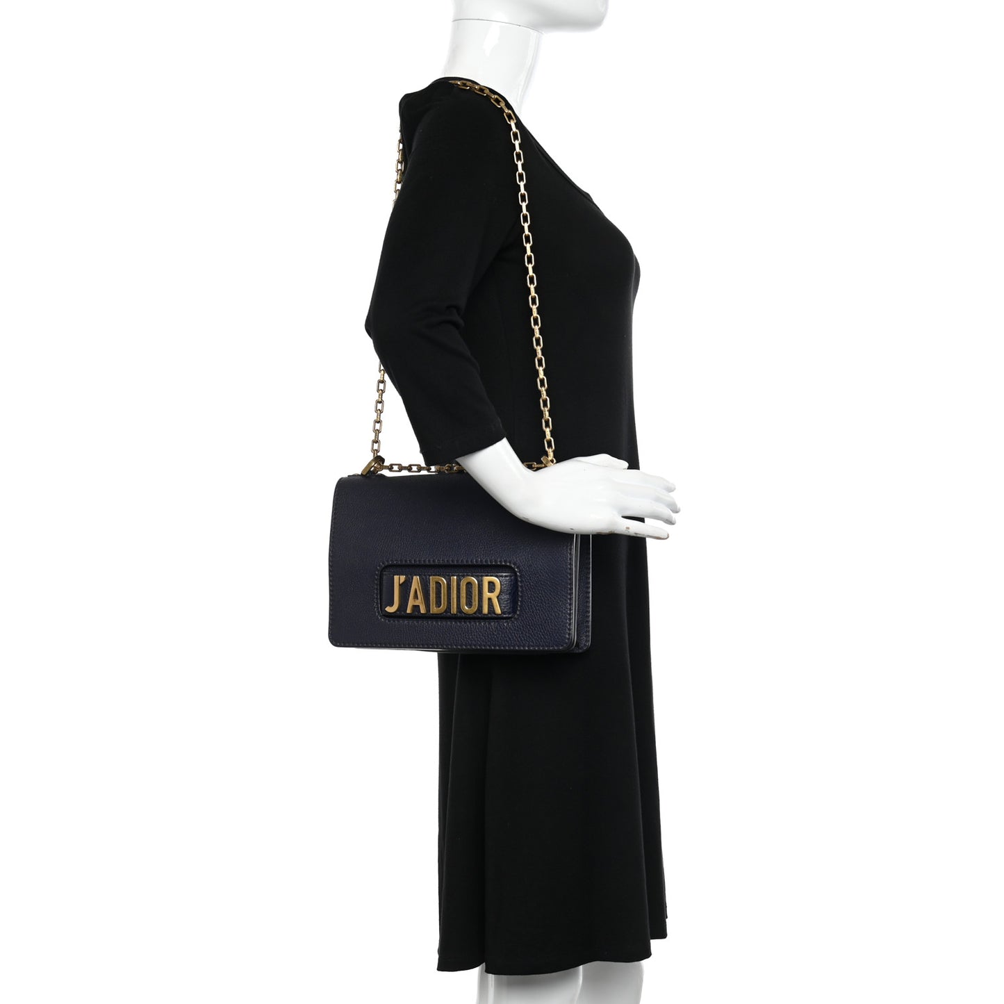 Grained Calfskin J'Adior Chain Flap Bag Blue