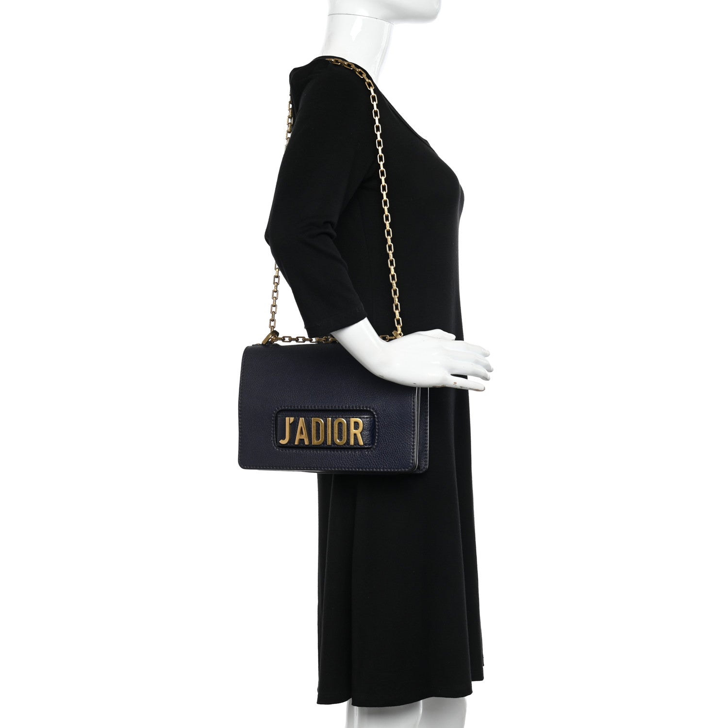 Christian Dior Grained Calfskin J'Adior Chain Flap Bag Blue 2 of 14