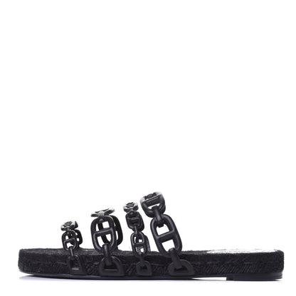Hermes Nappa Ancone Espadrille Sandals 36 Black 1 of 10