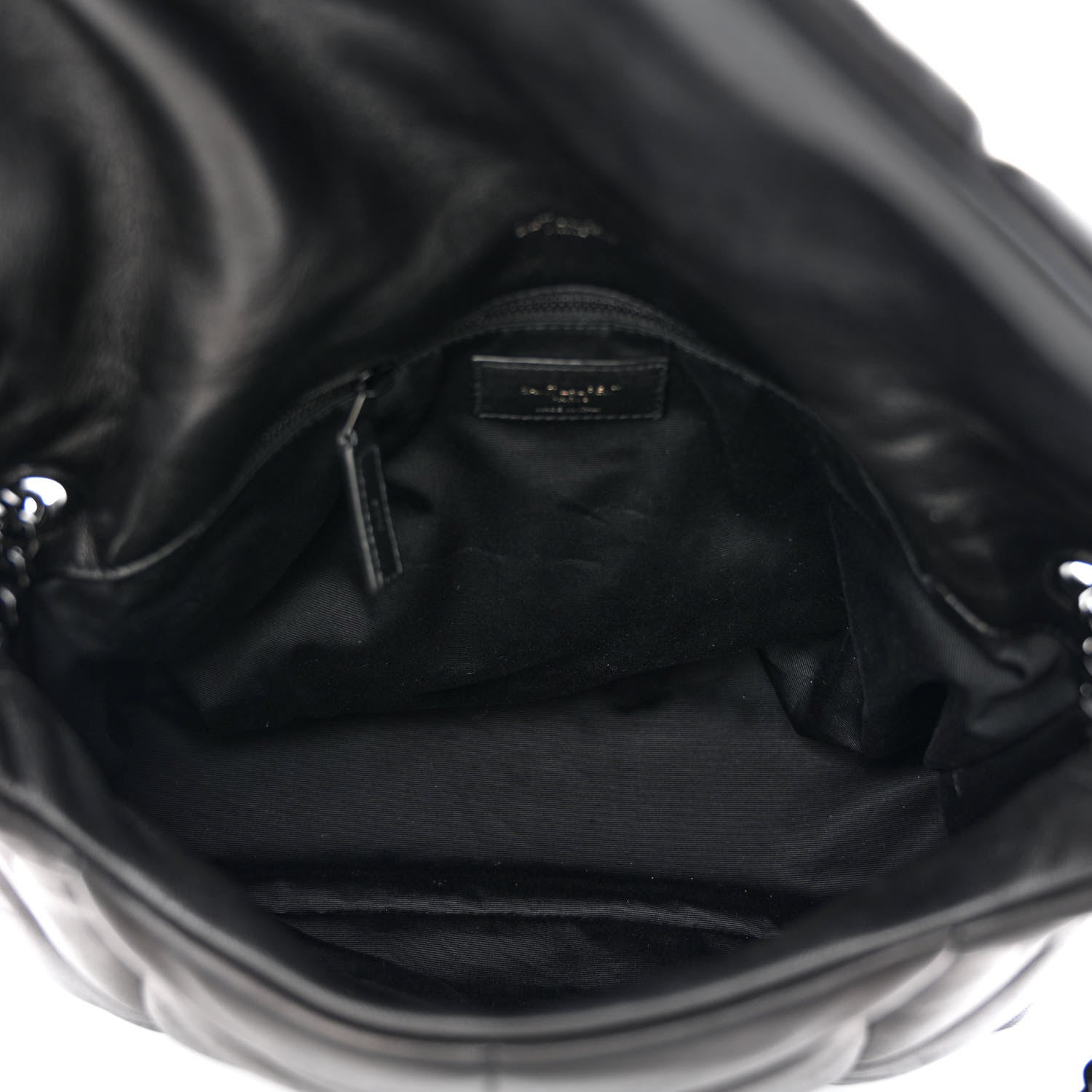 Saint Laurent Lambskin Quilted Monogram Monochrome Medium Loulou Puffer Chain Satchel Black 5 of 10