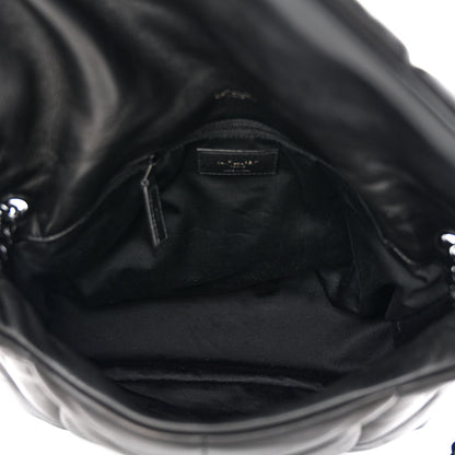 Saint Laurent Lambskin Quilted Monogram Monochrome Medium Loulou Puffer Chain Satchel Black 5 of 10