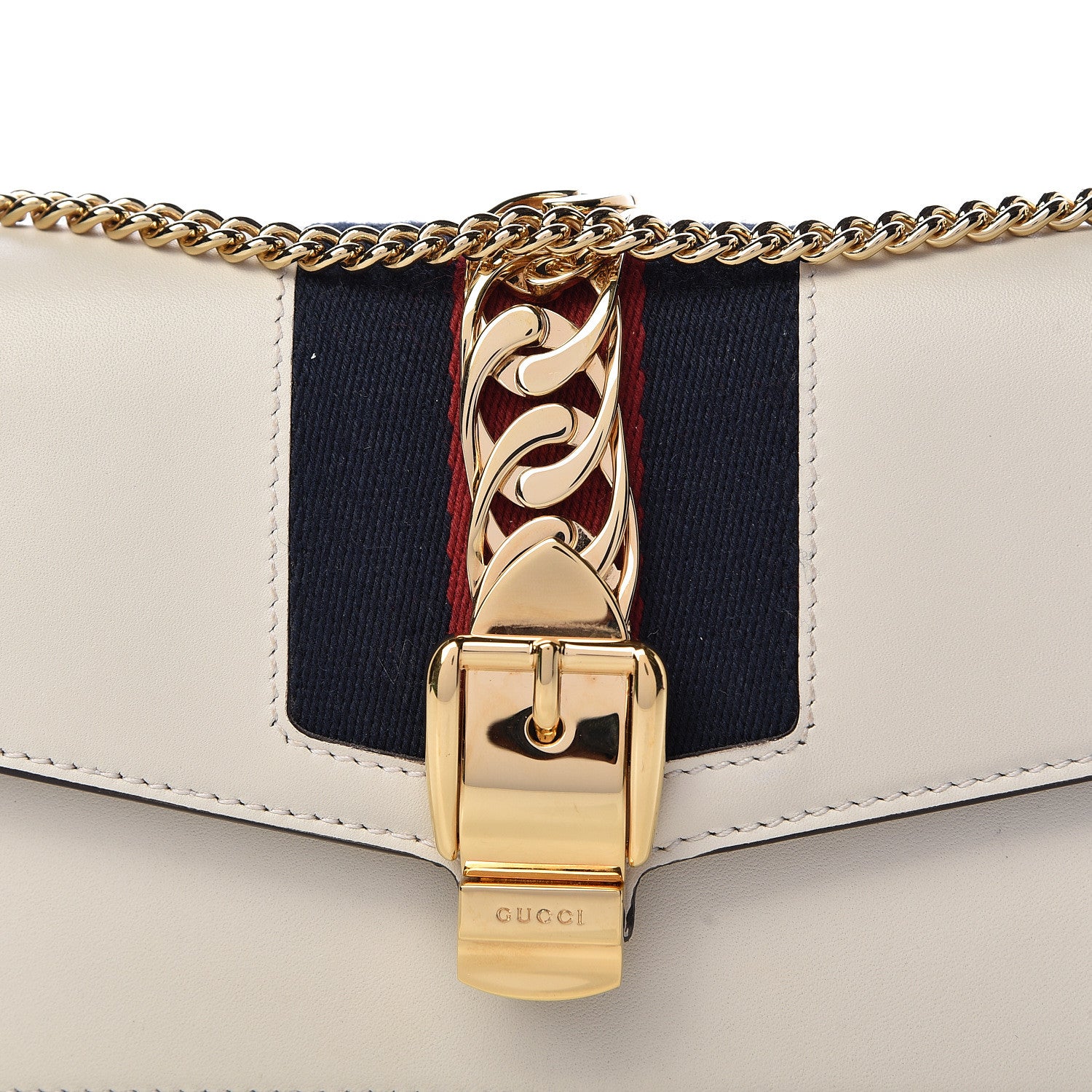 Gucci Calfskin Super Mini Sylvie Chain Shoulder Bag White 8 of 10