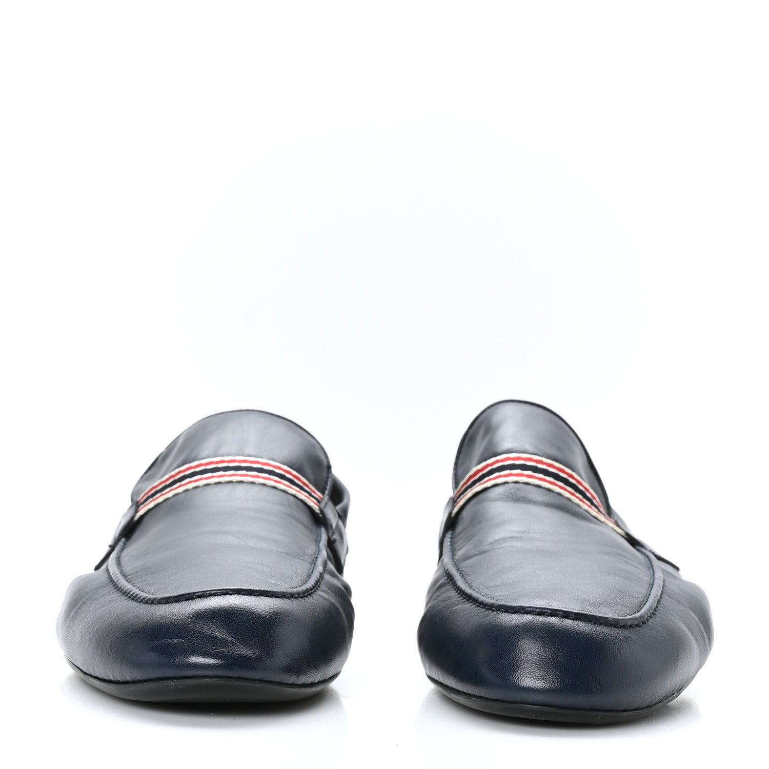 Gucci Calfskin Mens Web Driver Loafers 7.5 Navy 2 of 8