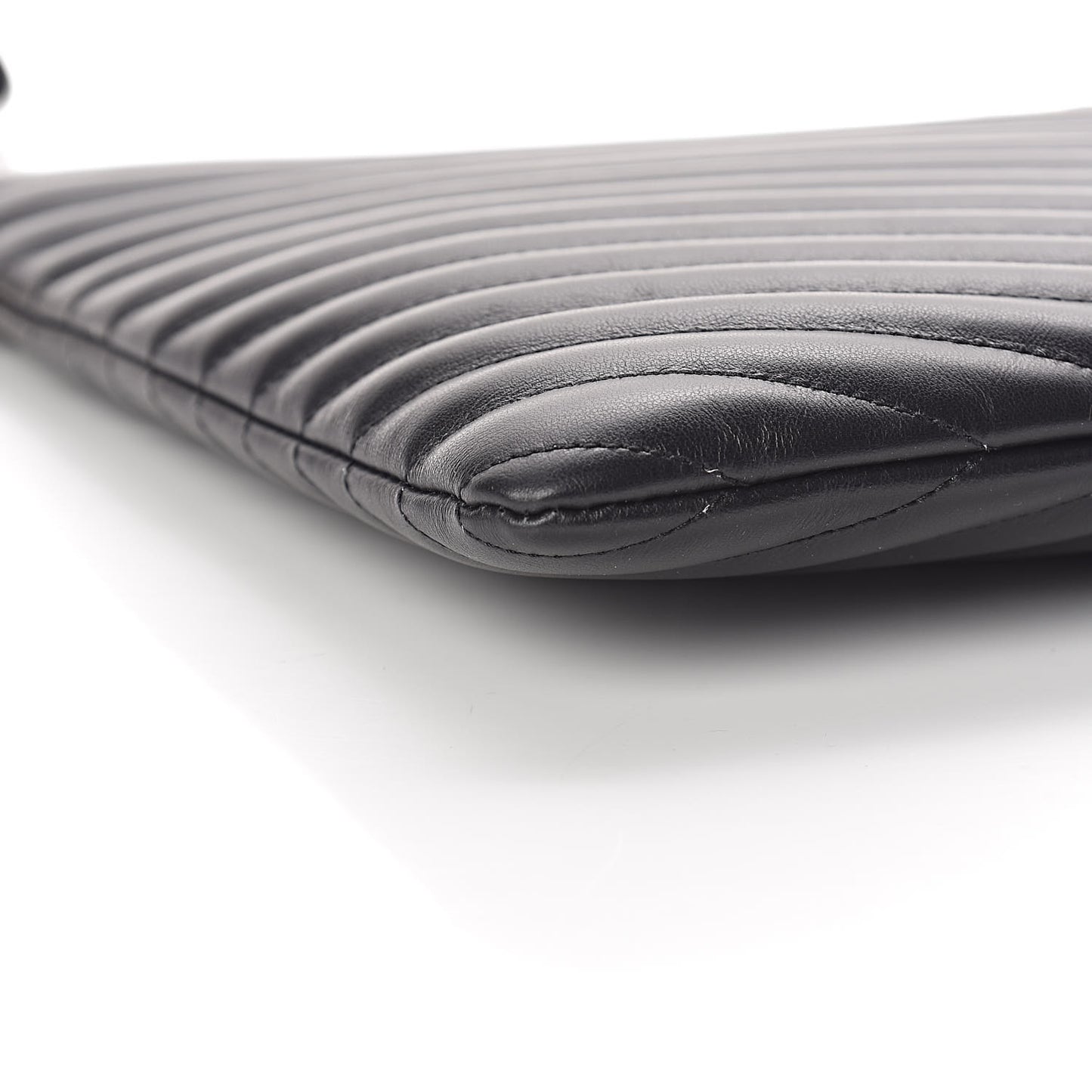 Calfskin Matelasse Chevron Monogram Document Holder Black