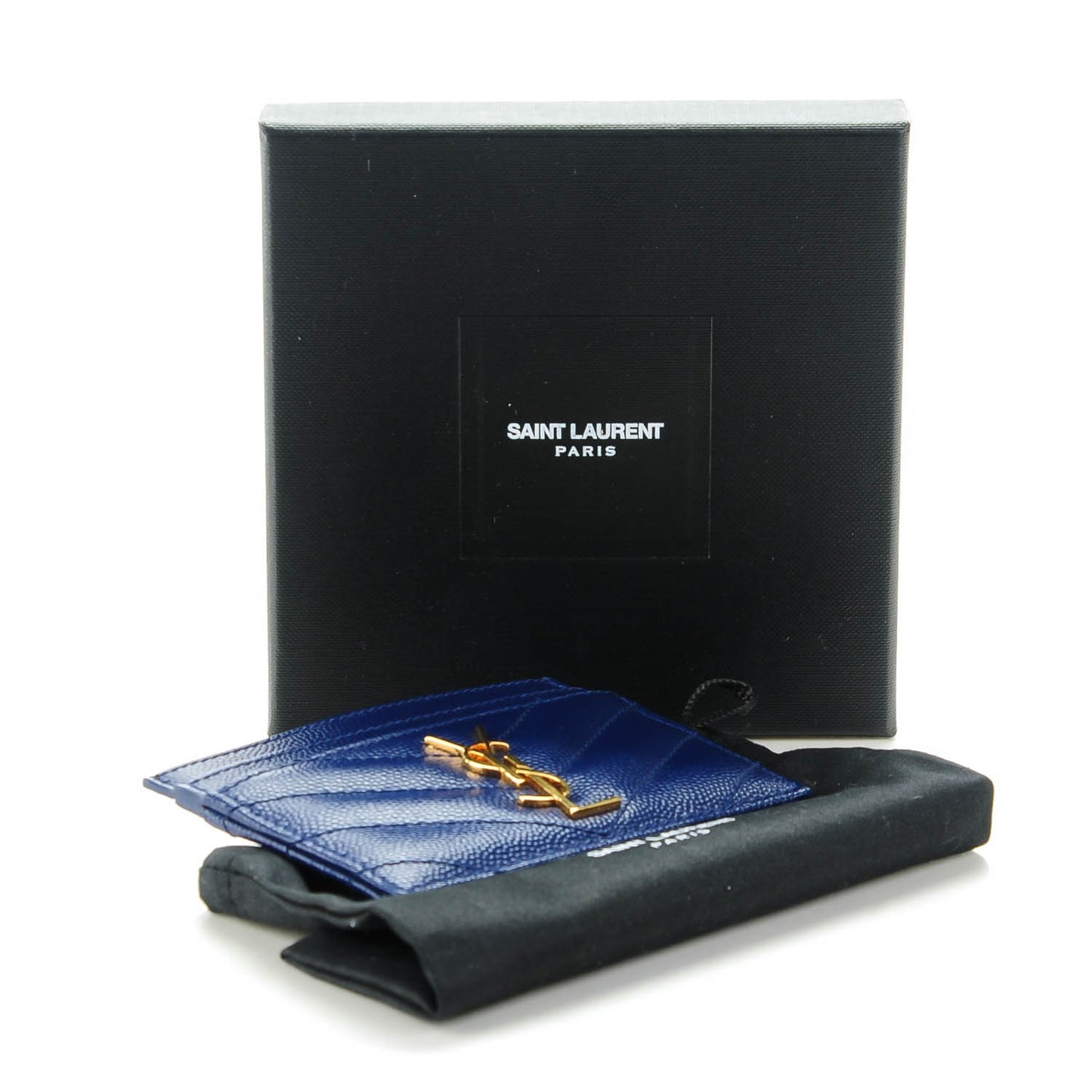 Grain De Poudre Matelasse Chevron Monogram Credit Card Case Royal Blue