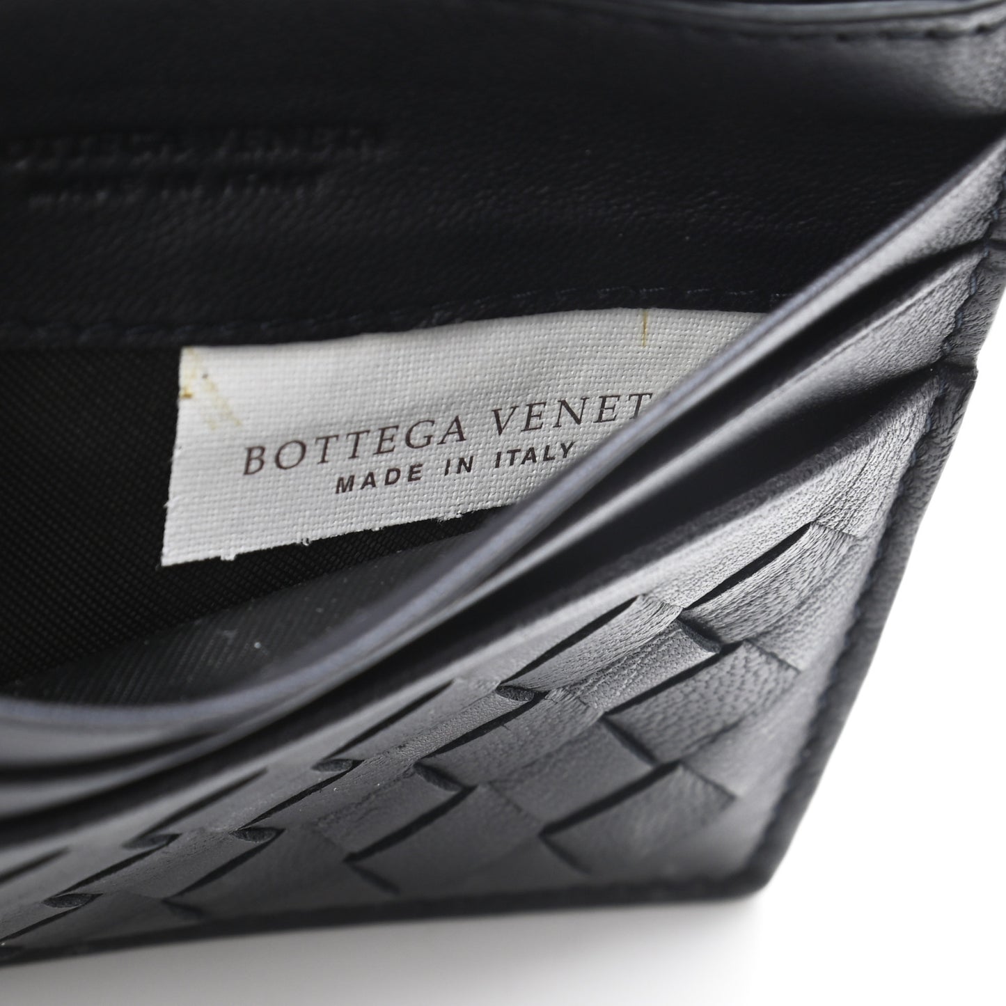 Calfskin Intrecciato Zip Card Holder Black