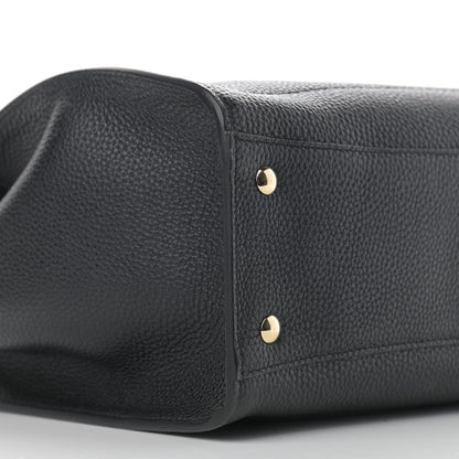 Salvatore Ferragamo Hammered Calfskin Double Handle Small Amy Tote Black 9 of 12